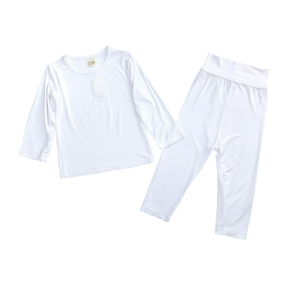 Girls Outfits 2Pcs Long Sleeve Shirt Pants Pajamas Sets Sleepwear Cool Jammies Basic Baby Girl Summer Clothes White 6 Months-9 Months