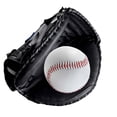 thumbnail image 2 of Guantes de receptor de béisbol Zulema Guantes de sóftbol de PU engrosados profesionales Todo negro, 2 of 8
