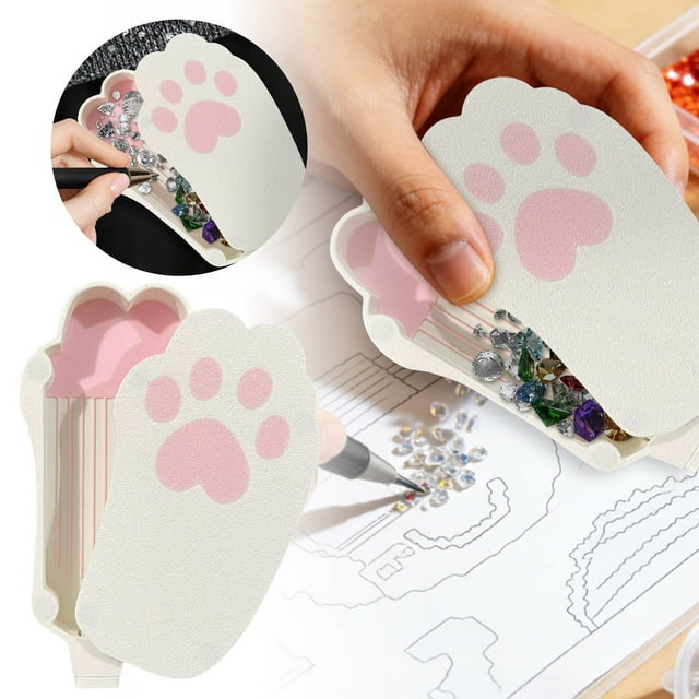 Plateau et Organisateur de Peinture en Forme de Chat, Plateau de Rangement Portable pour Perles d'Art avec Plusieurs Compartiments
