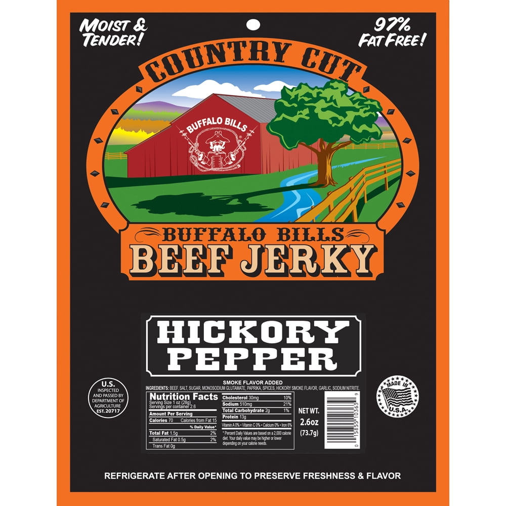 Buffalo Bills 2.6oz Hickory Pepper Country Cut Beef Jerky – Six 2.6oz Packs