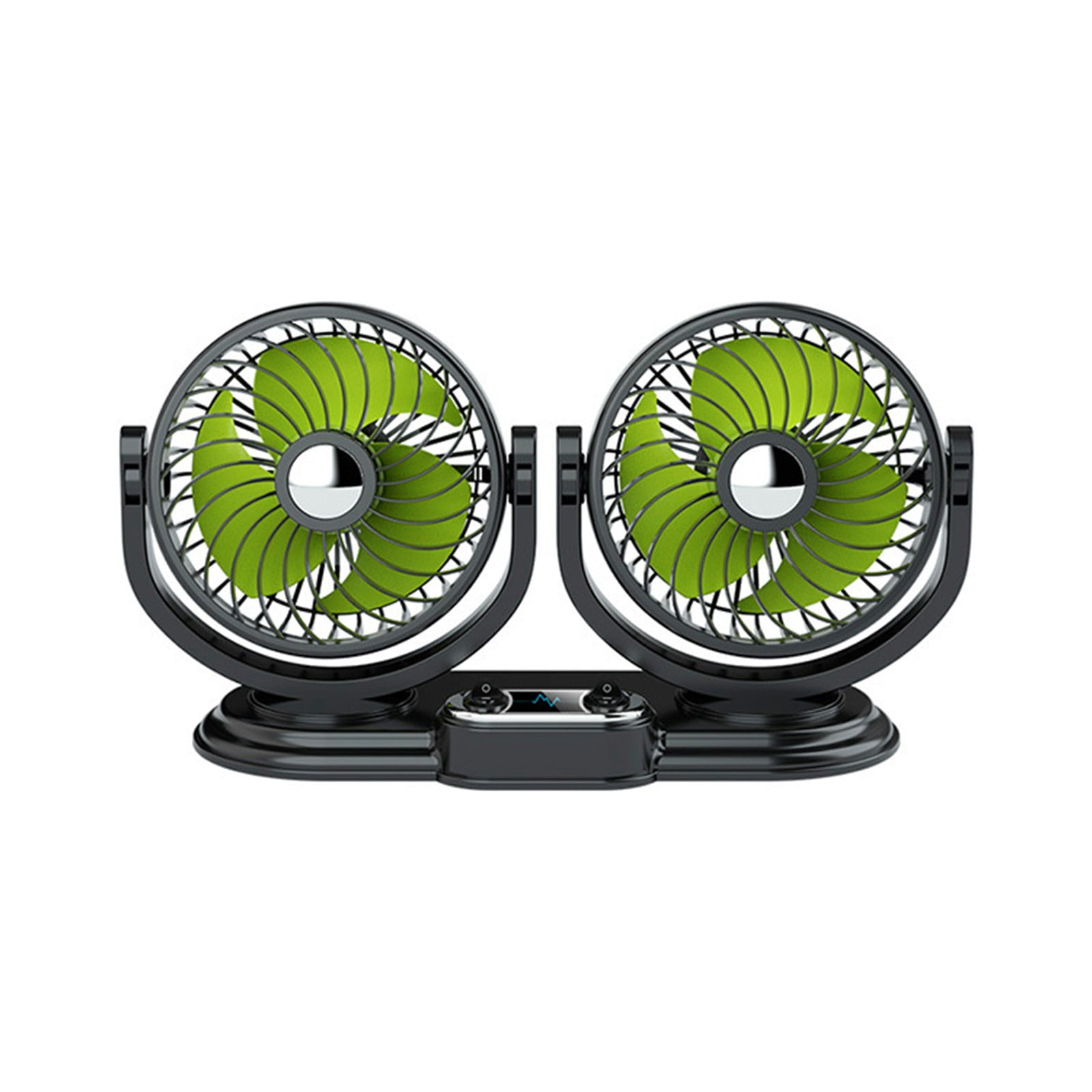 Car Fan, ZzCityTK Dual Head Folding Car Fan, Powerful 2-Speed USB Dashboard Fan for Trucks with 360° Rotation, Green