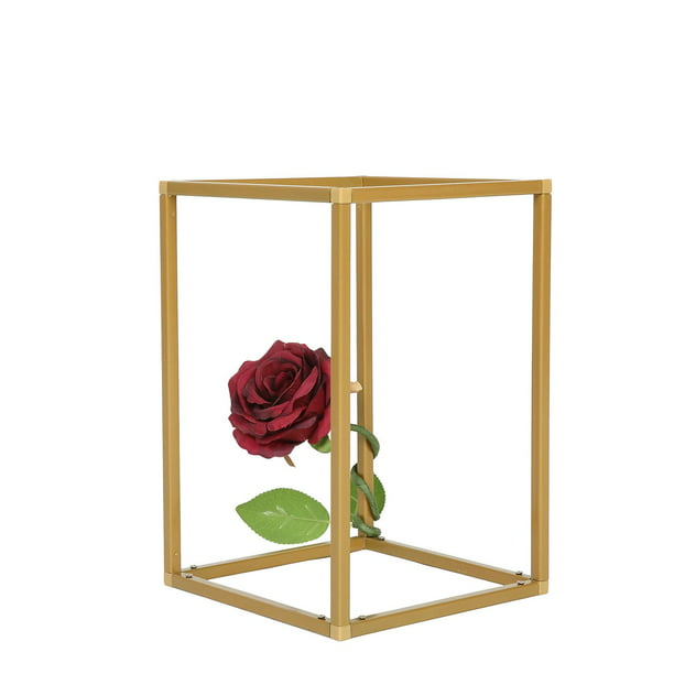 BalsaCircle 2 pcs 12 in tall Gold Matte Metal Geometric Rectangular Stands  Flower Vase Holders Party Wedding Event Centerpieces