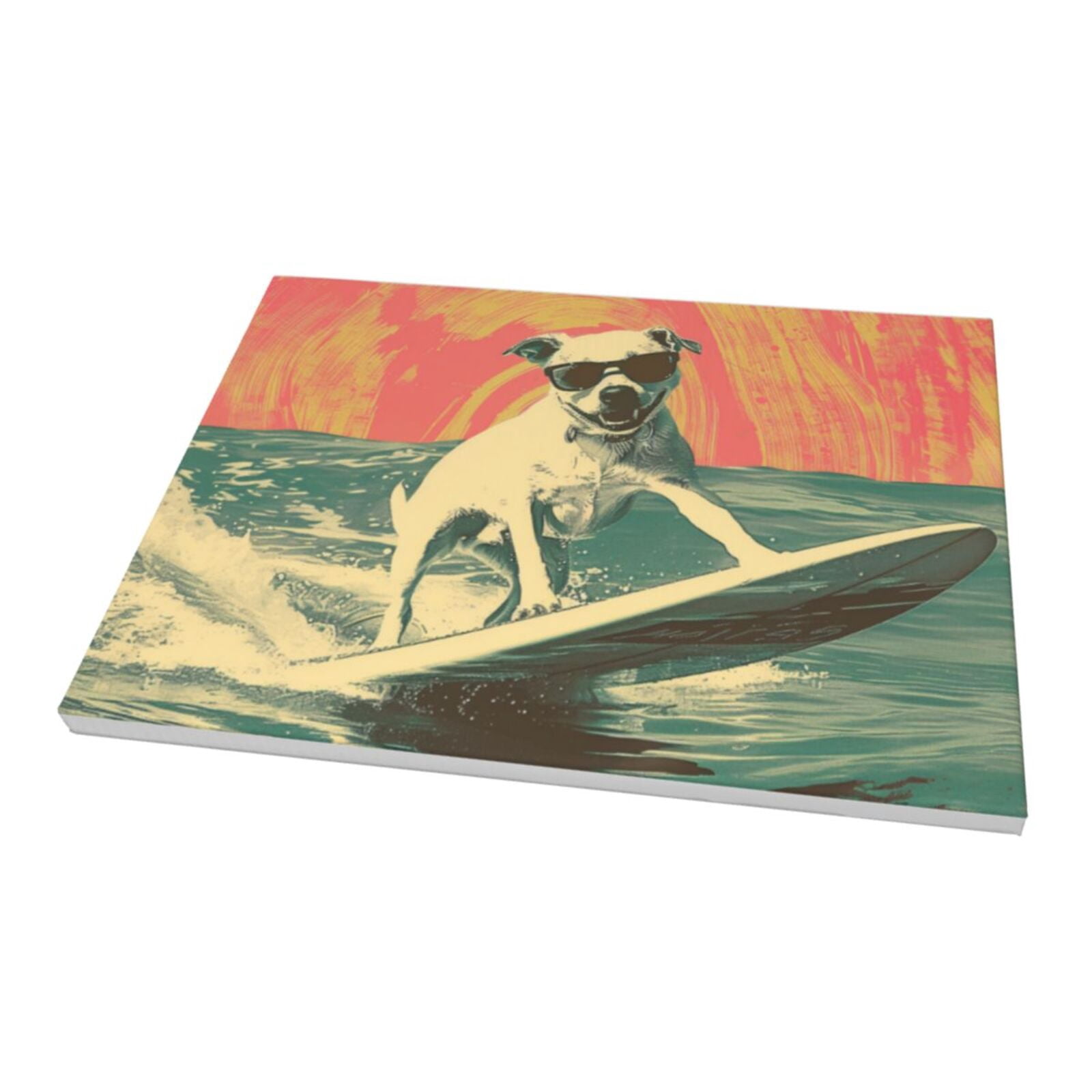 12x16 inch Canvas Frameless Painting Surfing Dog,Man Cave,Bathroom,Lounge Decor Wall Art Prints,Classic Surfing Dog Modern Style Oil Paintings On Canvas,For Surfing Lovers Gifts,Bedroom Decor