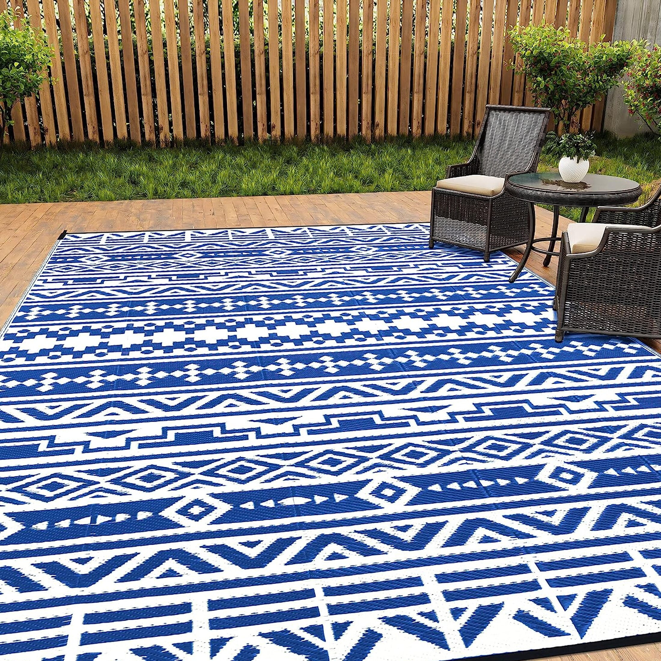 HUGEAR Outdoor Patio Rugs Clearance 5'x8' Waterproof Camping Rugs, RV