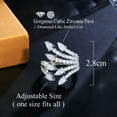 thumbnail image 5 of Adjustable Silver Plated Green Cubic Zirconia Leaf Engagement Ring for Brides, 5 of 9