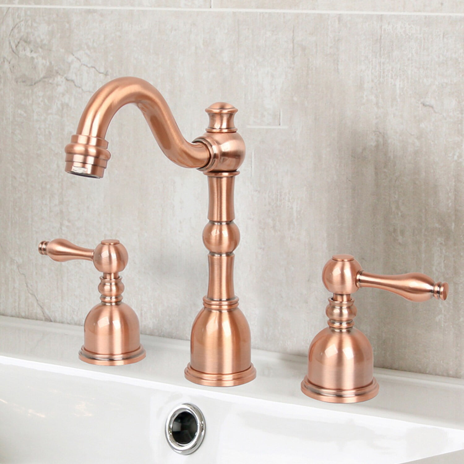 akicon widespread two-handle copper bathroom faucet copper copper