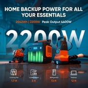 Jackery E2000 v2 Portable Power Station with Car Charging Cable, 2032Wh LiFePO4 Battery, 2200W Output for Camping & Home Backup