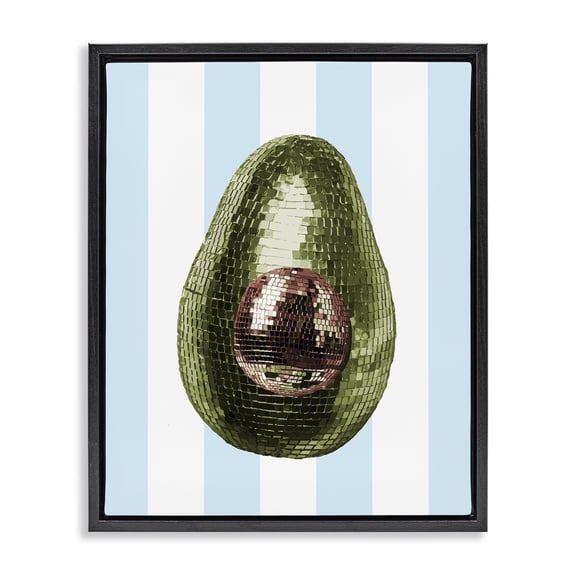 Stupell Industries Art Deco Disco Avocado on Blue Black Floating Frame Canvas Art, 17 x 21, by Lil' Rue