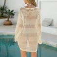 thumbnail image 5 of LTTVQM Khaki Swim Coverups for Women 2025 Vacation Long Sleeve Summer Dress Mesh Knit Swim Dress Crochet Cover Up Hollow Out Bathing Suit Khaki L, 5 of 5