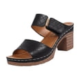 thumbnail image 2 of Willtoo Women's Chunky Block Heel Sandals - Open Toe Slip-On Ankle Strap Slides with Adjustable Buckle, for Casual & Evening Wear Black US-8.5（EU-41）, 2 of 4