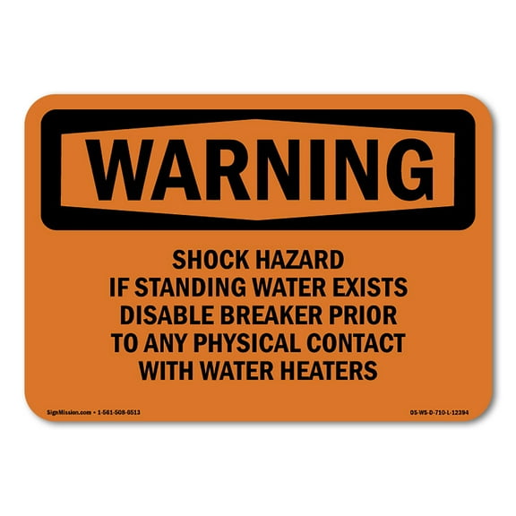 OSHA WARNING Sign - Shock Hazard If Standing Water Exists Disable | Decal | Protect Your Business, Work Site, Warehouse | Made in the USA
