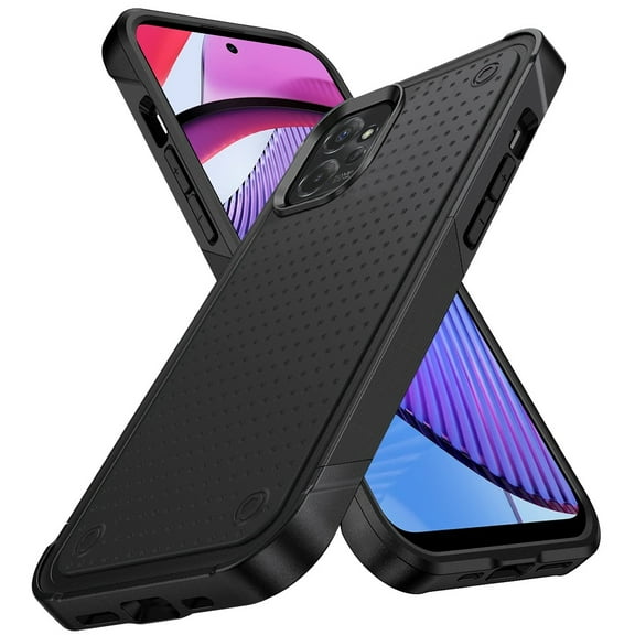 For Motorola Moto G Power 5G 2023 Heavy Duty Hybrid Armor Rubber TPU Hard Drop Proof Dot Rugged Tough Cover ,Xpm Phone Case [ Black ]
