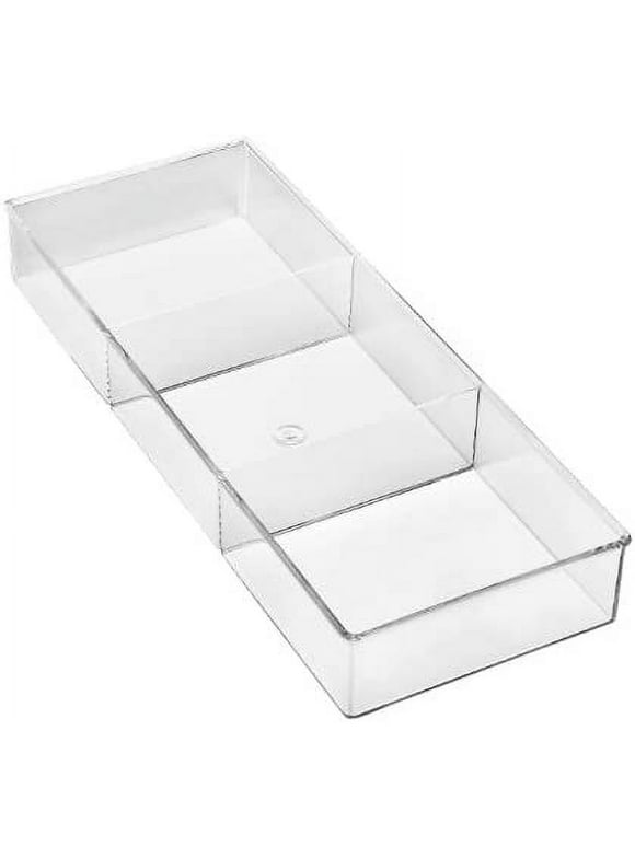 Whitmor 3 Section Small Easy Clean Clear Plastic Resin Drawer Organizer