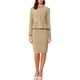 thumbnail image 1 of Conjuntos de trajes para mujeres INSPIRE CHIC, atuendos de negocios, blazer peplum sin cuello, falda lápiz formal, conjunto de 2 piezas, color marrón claro, 1 of 6