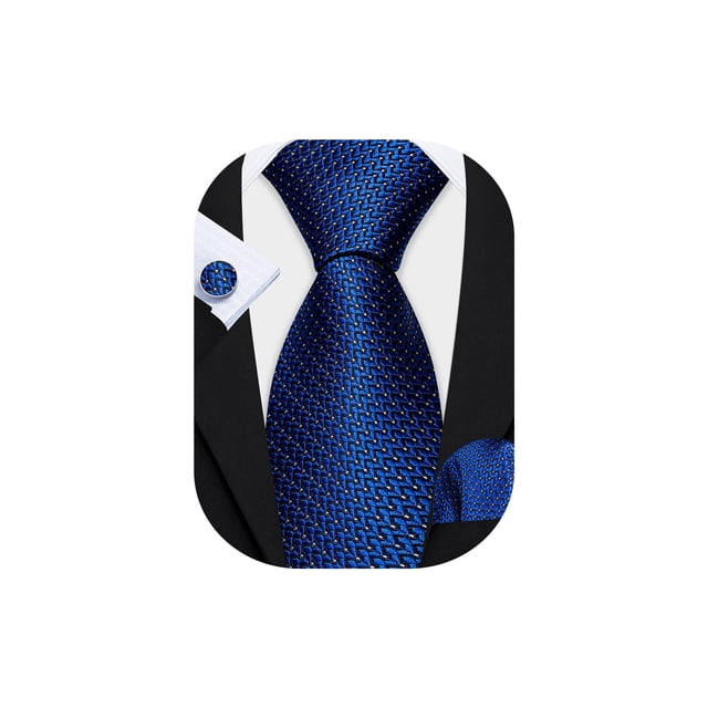 Set de Corbata Azul a Rayas de Seda Barry.Wang, Largo 150 cm