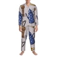 thumbnail image 3 of Salouo Antique Vintage Teapot Coffee Grinder Print Button-Front Long Sleeve Pajama Set for Men, Soft 2Pjs Men's Long Sleeve Sleepwear-XX-Large, 3 of 7