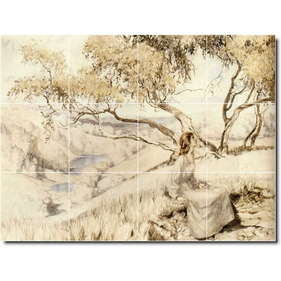 Ceramic Tile Mural-Arthur Rackham Illustration Painting 35. 32" w x 24" h using (12) 8 x 8 ceramic tiles