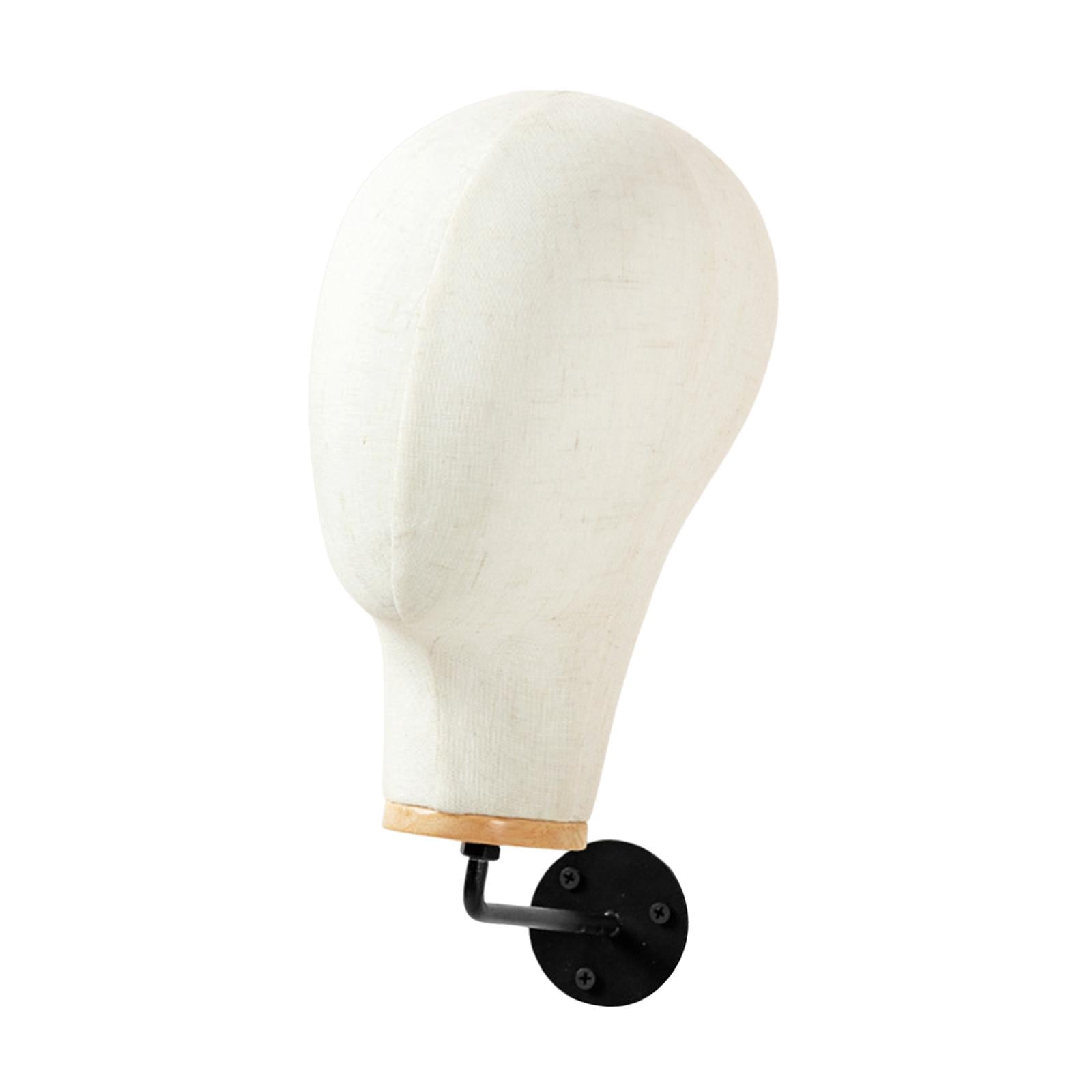 Serenable Manikin Head Canvas Mannequin Wall Mounted Sturdy Hair Hats Hairpieces Multipurpose Hat Display Stand Beginner Home Salon 15cm Hook