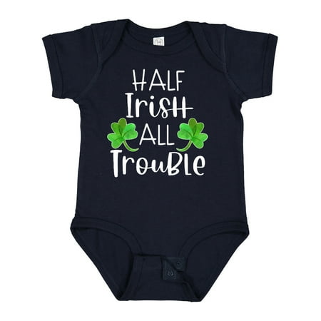 

Inktastic Half Irish All Trouble with Green Clovers Gift Baby Boy or Baby Girl Bodysuit