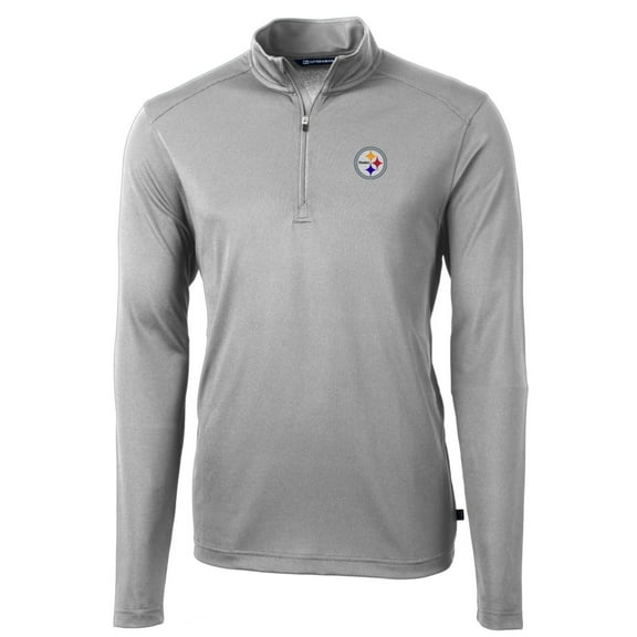 Men's Cutter & Buck Gray Pittsburgh Steelers Big & Tall Virtue Eco Pique Quarter-Zip Pullover Jacket