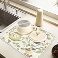 thumbnail image 2 of Yayeee Dish Drying Mat for Kitchen Counter 16" x 18" Microfiber Super Absorbent Coffee Decorative Pad, Purple Birds Teapots, 2 of 9