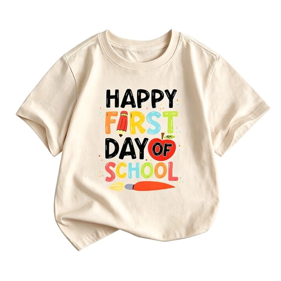 Bainana Girls First Day Of School T Shirts Letter Print Short Sleeve Tops Big Kids Breathable Back To School Tshirts