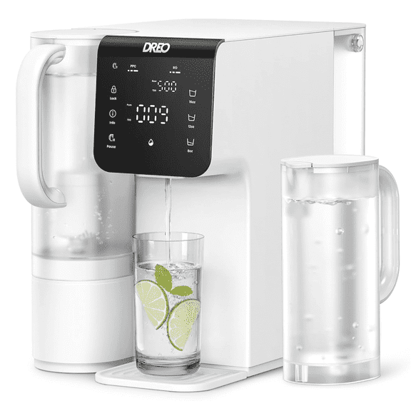 Dreo Reverse Osmosis Water Filter Countertop, 7-Stage RO Water Filtration System, Installation-Free, Reduce TDS, Water Filter Pitcher for Home, Kitchen, 3:1 Pure to Drain, WF511 Upgraded