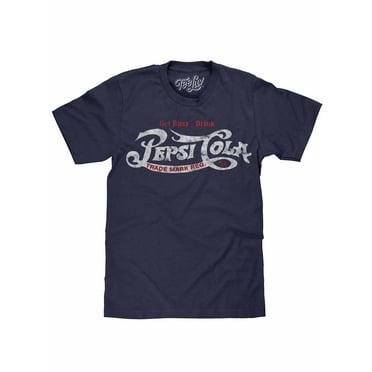 Tee Luv Maglietta Uomo Vintage 'Drink Pepsi Cola' - Logo Classico Blu Marino - Poliestere/Cotone