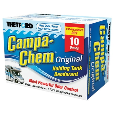 Campa-Chem DRI RV Holding Tank Treatment - Deodorant / Waste Digester / Detergent - 10 x 2 oz. packets - Thetford (Best Rv Tank Treatment)