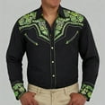thumbnail image 2 of Men's Western Cowboy Shirts Long Sleeve Embroidered Shirts Slim Fit Casual Button Down Shirt With Pockets, 2 of 4