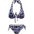 thumbnail image 5 of SKQIT Women's 2 Piece Bikini Sets Leopard Print Spaghetti Strap Tie Side Bathing Suit Swimsuit Swimwear, 5 of 7