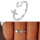 thumbnail image 5 of Anillo abierto, anillo de dedo abierto con forma de corazón de melocotón cruzado, anillo de moda, experiencia incomparable, 5 of 9