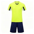 thumbnail image 4 of Zpanxa Boys Teal V-Neck Stripe Soccer Jersey and Navy Shorts Set 2 Piece Athletic Uniform Outfit, 4 of 6