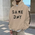 thumbnail image 2 of Mens Hoodie Fall Tops Football Fans Sports Rugby Player Retro Zip Up Hoodie for Men,Khaki,XL, 2 of 4