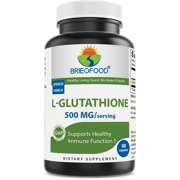 Brieofood Glutathione (Reduced) Immune Support Supplement, 120 Capsules