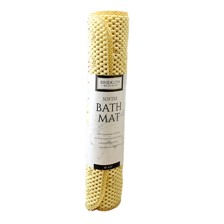 Deluxe Non Slip Waffle Shower Bath Mat Soft Foam Rug, Bathtub Mat with Drain Holes, Suction Cups- 36" x 17" Yellow