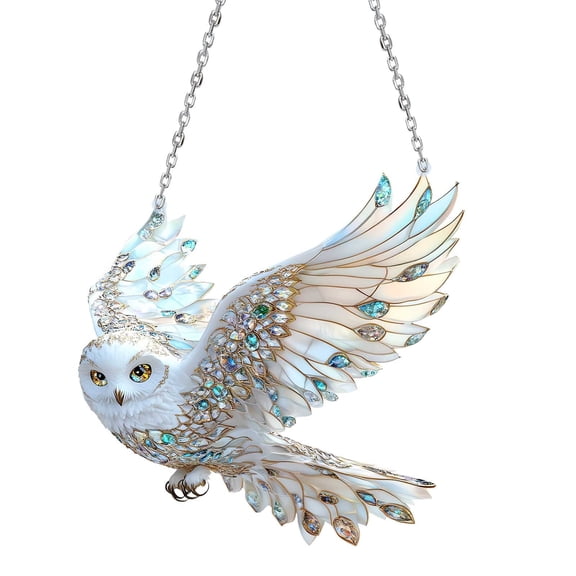 Owl Sun Catcher Hanging Ornament Acrylic Window Decor Garden Courtyard Home Decoration with Colorful Details for Indoor Outdoor Spaces