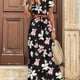 thumbnail image 1 of Vestido maxi largo floral de manga corta para mujer, vestido casual de noche de fiesta boho para mujer, ropa de mujer, 1 of 4