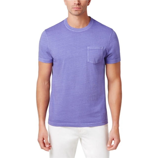Club Room Playera básica jaspeada grande y alta para hombre, Púrpura, S