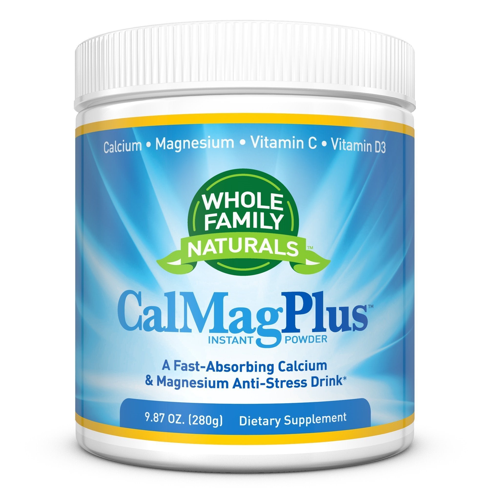 Calcium Magnesium Powder Supplement - CalMag Plus with Vitamin C & D3 - Gluten Free, Non GMO, Unflavored - Natural Calm & Stress Relief Cal Mag Drink - Cal-Mag for Leg Cramps NEW