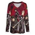 thumbnail image 4 of Attack On Titan Womens T Shirts V Neck Long Sleeve Tops Causal Loose Summer T-Shirts 2XL, 4 of 7