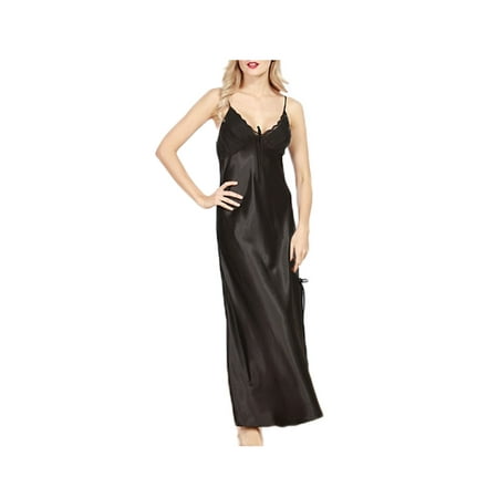

Calsunbaby Women s Pajamas Dress Satin Silk Long Sleepwear V Neck Night Dress