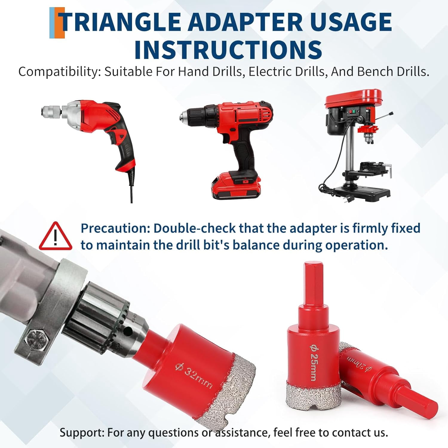 11Pcs Diamond Hole Saw Kit (6-65mm) for Tile & Concrete - Brazed Drill Bits for Angle Grinder, Drill Machine - Porcelain Tile Hole Saw Set