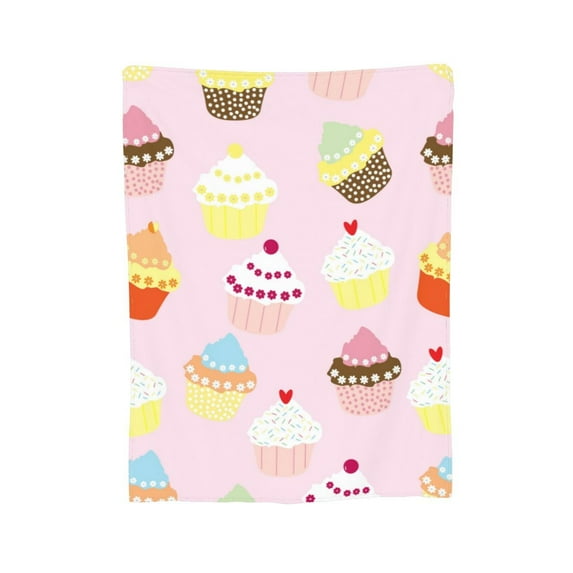 XMXY Fleece Throw Blanket for Couch, Cupcakes Background Lightweight Plush Fuzzy Cozy Soft Bed Blankets and Throws for Sofa, 60"x50" inches