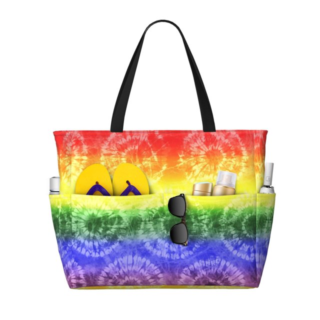 Easygdp Colorful Tie Dye Bolsa de Viaje de Playa de Gran Capacidad, Bolsa Tote Perfecta para la Playa, Escapadas de Fin de Semana y Viajes
