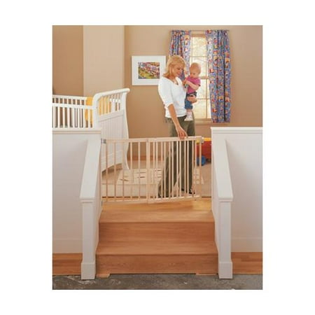 Wide Stairway Swing Gate in Natural Finish
