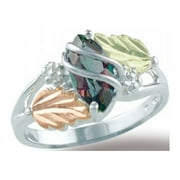 ONE POINT TWO Black Hills Gold Silver Mystic Fire Ring - Size 8