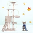 thumbnail image 4 of Pefilos 56" Cat Tree Tower for Indoor Cats with Ladder, Scratching Posts Cat Condo for Multiple Cats Jump Platform Cat Furniture Activity Center, Beige, 4 of 9