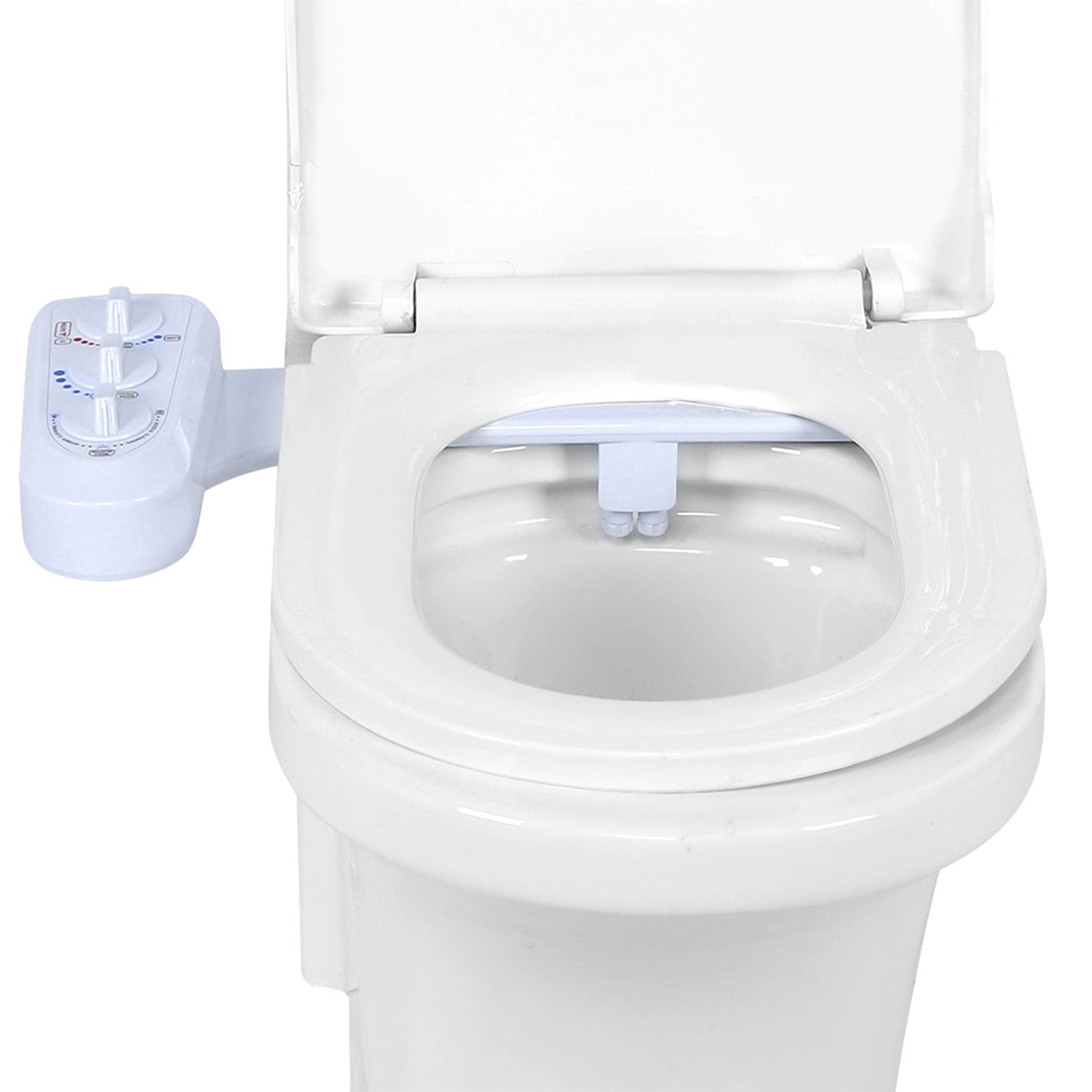 BIMZUC Non-Electric Bidet Attachment Dual Nozzle Self Cleaning Bathroom Toilet Sprayer, 3/8 Inch / 9.5 mm Thread White