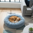 thumbnail image 6 of PetAmi Calming Dog Bed for Small & Medium Dogs and Cats, 23 Round Donut Dog Bed, Washable Fluffy Faux Fur Puppy & Cat Bed, Anti-Anxiety Plush Cuddler Pet Bed with Anti-Slip Bottom - Blue, 6 of 9
